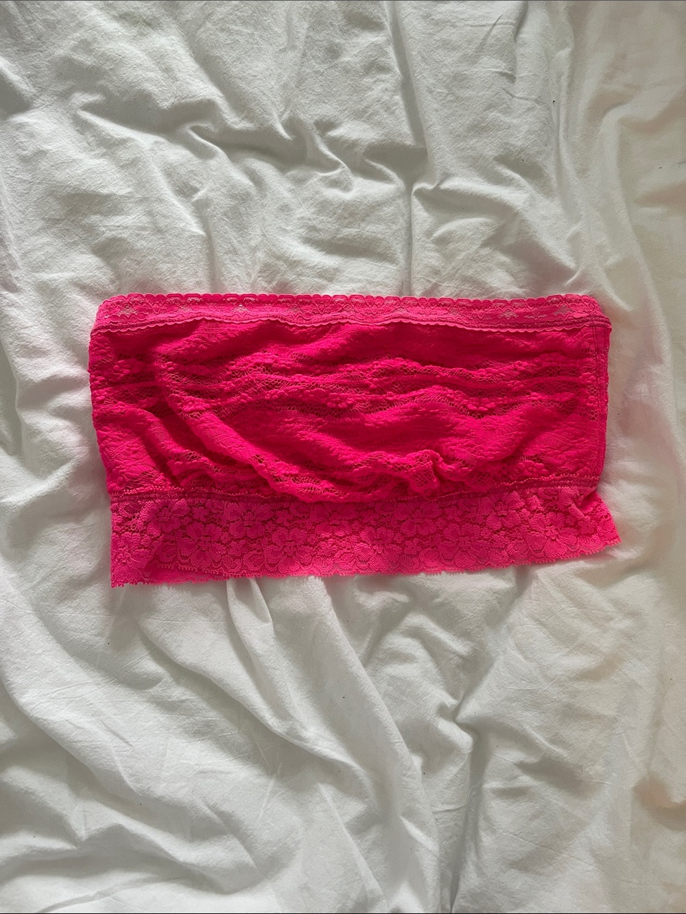 Free People Floral Lace Strapless Bandeau - Hot Pink